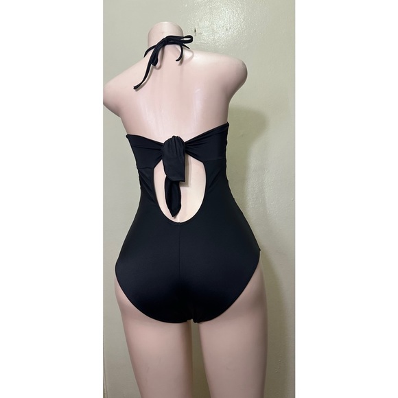 Leonisa Black One Piece Swimsuit with Sheer Mesh Panels - Picture 4 of 10